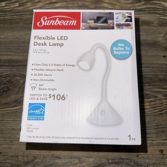 Sunbeam Flexible Neck LED Desk Lamp Adjustable Light - New. - Picture 1 of 5